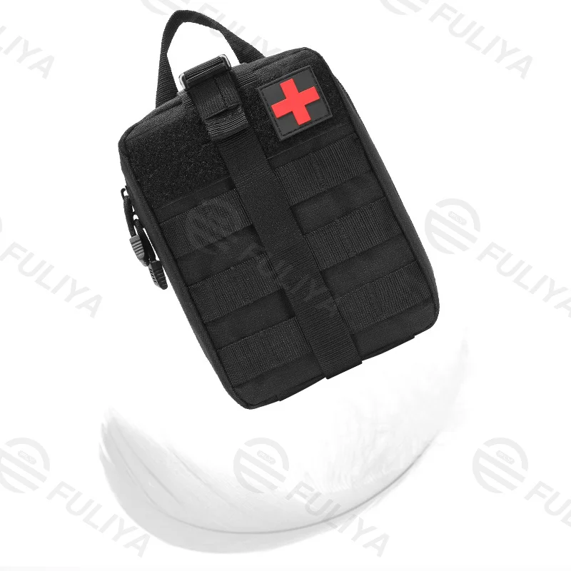 Guangzhou Fuliya Industry Co.,Ltd C-81150  Tactical medical pouch, wear-resistant, large capacity, mesh pocket, partition pocket, quick-release buckle, and MOLLE system - attachable to backpacks or belts for outdoor, hiking, climbing, and camping.