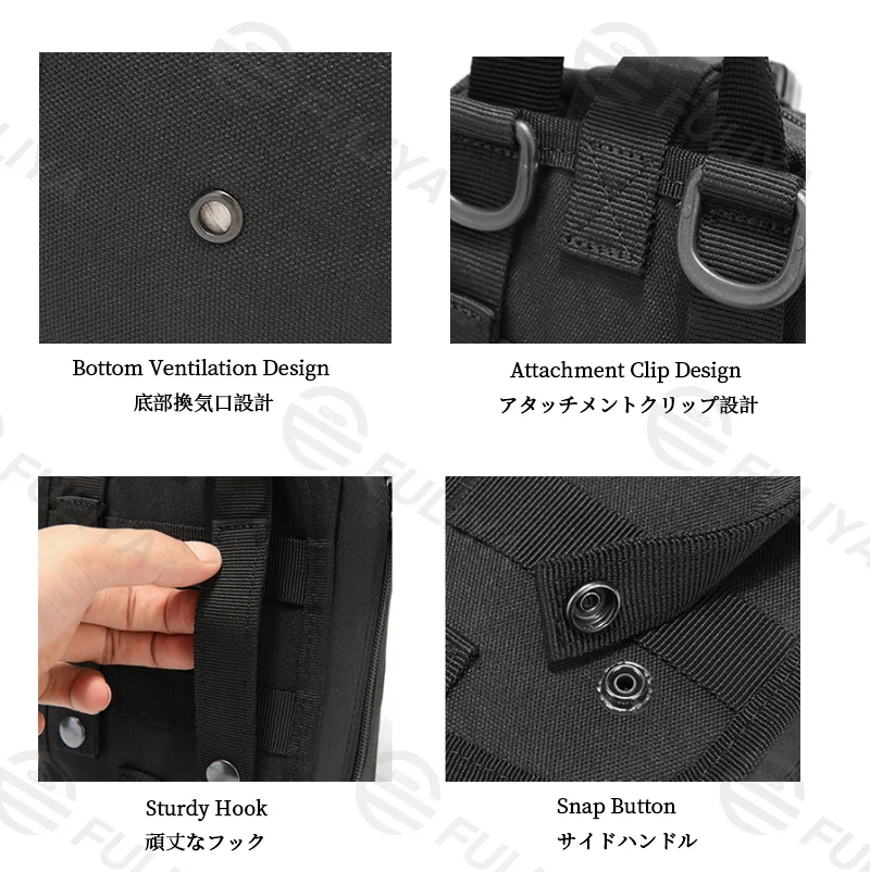 Guangzhou Fuliya Industry Co.,Ltd C-81150  Tactical medical pouch, wear-resistant, large capacity, mesh pocket, partition pocket, quick-release buckle, and MOLLE system - attachable to backpacks or belts for outdoor, hiking, climbing, and camping.