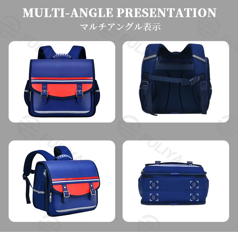 Guangzhou Fuliya Industry Co.,Ltd C-81152 Primary school horizontal backpack, water-resistant, large capacity, S-curve straps, spine-protection chest strap, thickened back padding, 3D heat dissipation, and 360° reflective design - for ages 6-12.