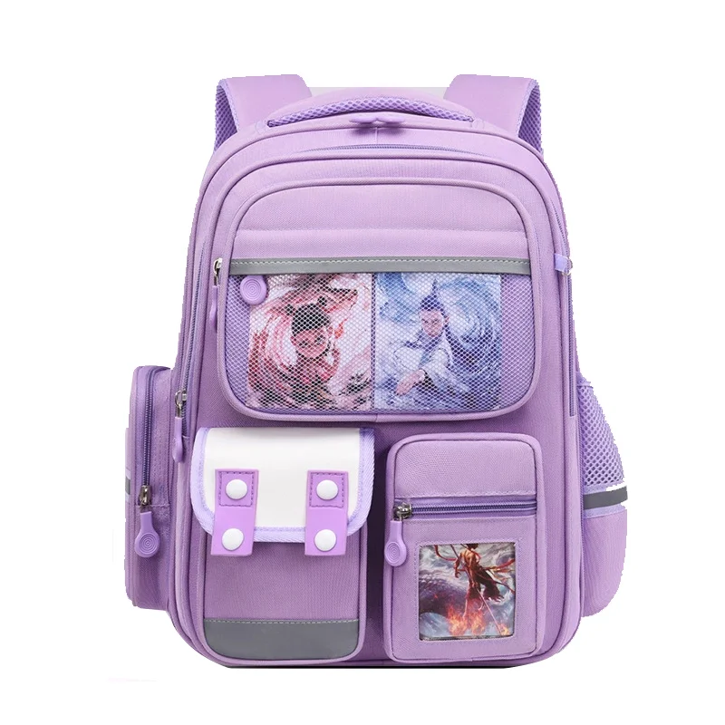 Guangzhou Fuliya Industry Co.,Ltd C-81154 Primary school backpack, water-resistant, lightweight and pressure-reducing, large capacity, front/side/inner pockets, adjustable strap, and breathable mesh back panel - for grades 1-6.