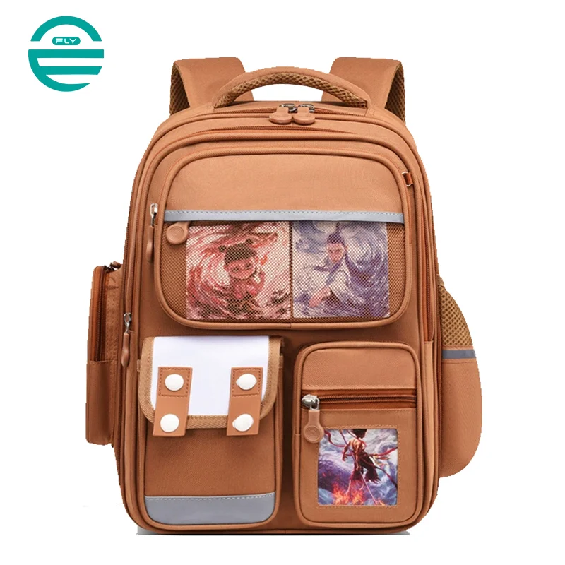 Guangzhou Fuliya Industry Co.,Ltd C-81154 Primary school backpack, water-resistant, lightweight and pressure-reducing, large capacity, front/side/inner pockets, adjustable strap, and breathable mesh back panel - for grades 1-6.