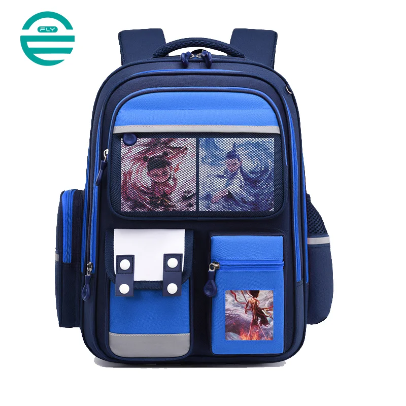 Guangzhou Fuliya Industry Co.,Ltd C-81154 Primary school backpack, water-resistant, lightweight and pressure-reducing, large capacity, front/side/inner pockets, adjustable strap, and breathable mesh back panel - for grades 1-6.