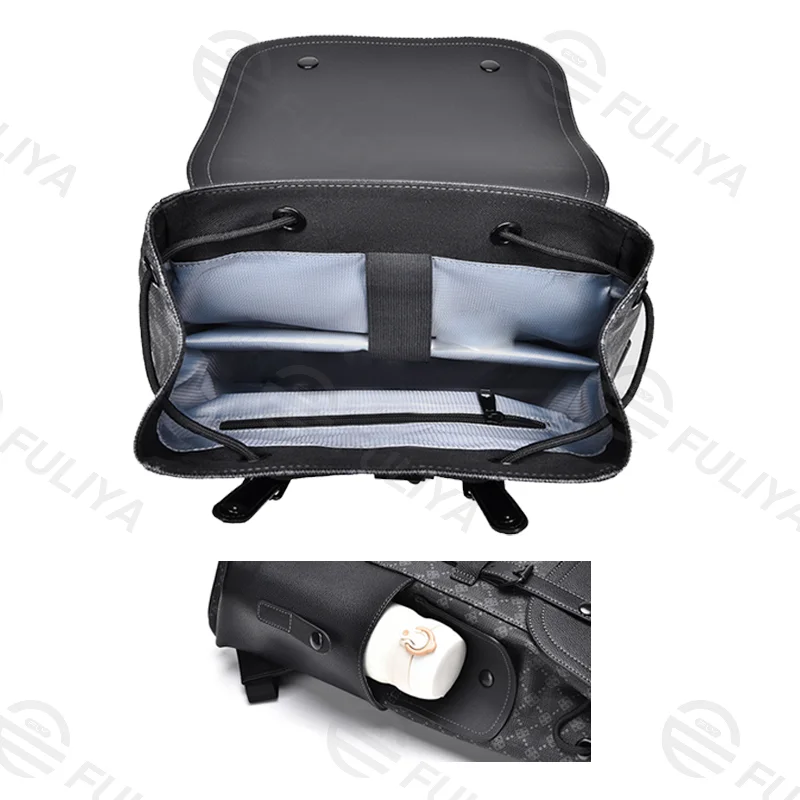 Guangzhou Fuliya Industry Co.,Ltd C-81155 Large-capacity business backpack, PVC water-resistant, multi-layer storage, laptop compartment, magnetic buckle, triangular reinforcement, and luggage strap - for commuting, business trips, and travel.