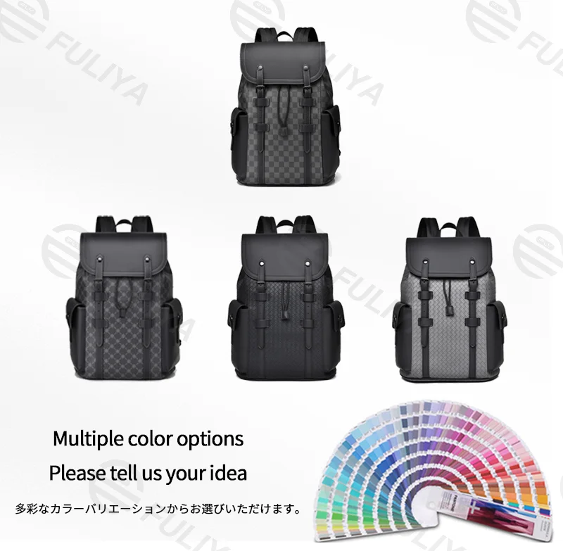 Guangzhou Fuliya Industry Co.,Ltd C-81155 Large-capacity business backpack, PVC water-resistant, multi-layer storage, laptop compartment, magnetic buckle, triangular reinforcement, and luggage strap - for commuting, business trips, and travel.