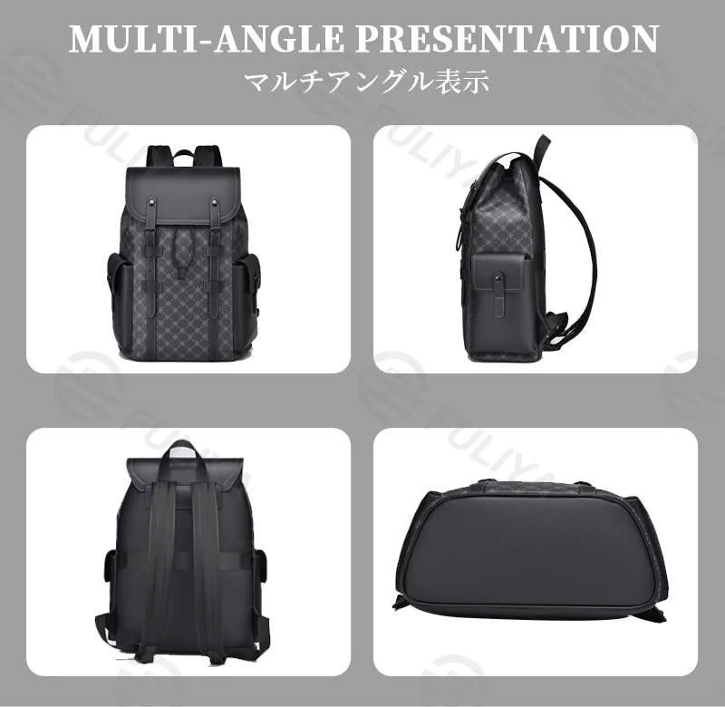 Guangzhou Fuliya Industry Co.,Ltd C-81155 Large-capacity business backpack, PVC water-resistant, multi-layer storage, laptop compartment, magnetic buckle, triangular reinforcement, and luggage strap - for commuting, business trips, and travel.