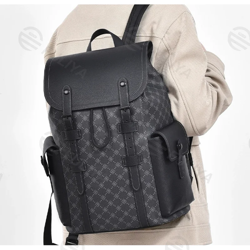 Guangzhou Fuliya Industry Co.,Ltd C-81155 Large-capacity business backpack, PVC water-resistant, multi-layer storage, laptop compartment, magnetic buckle, triangular reinforcement, and luggage strap - for commuting, business trips, and travel.