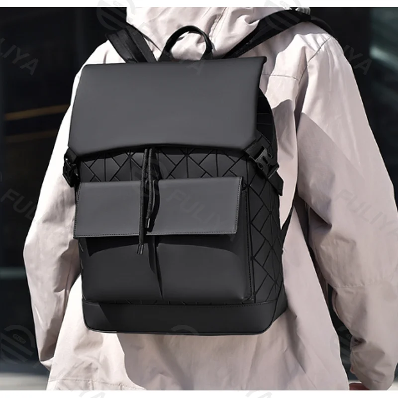 Guangzhou Fuliya Industry Co.,Ltd C-81159  Large-capacity business laptop backpack, water-resistant, laptop compartment, front magnetic pocket, breathable back panel, and luggage strap, with holographic laser elements - for commuting and travel.