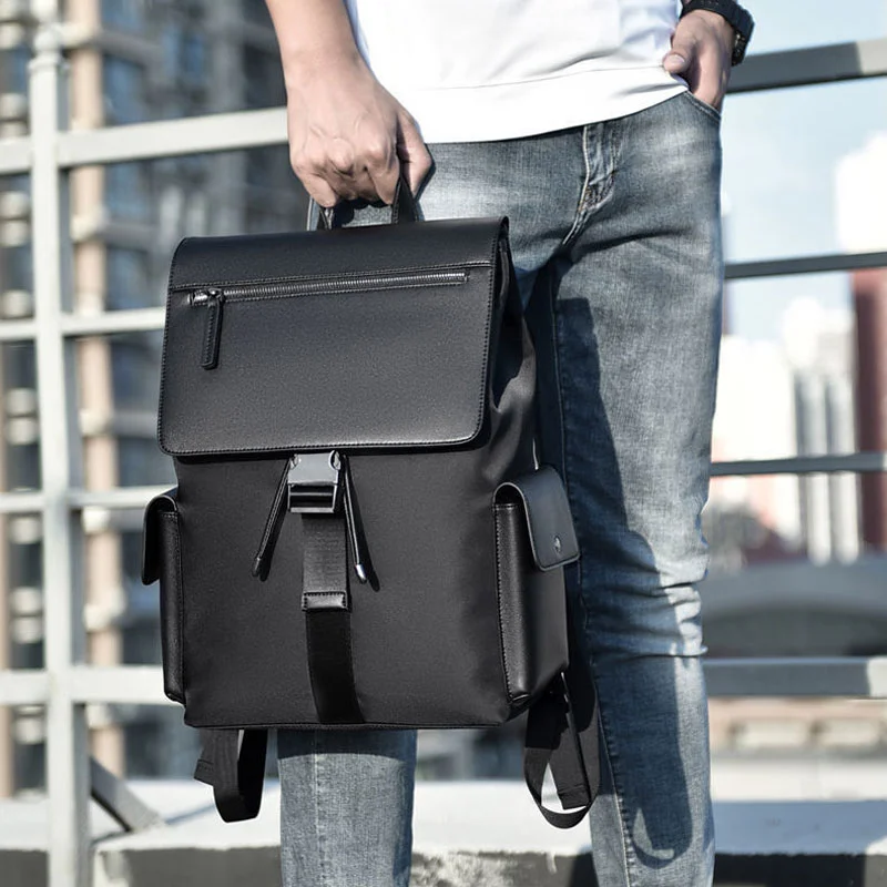 Guangzhou Fuliya Industry Co.,Ltd C-81160 Business travel laptop backpack, waterproof PU leather, large capacity, laptop compartment, front zipper pocket, side pockets, and comfortable handle - multiple colors for commuting, travel, and school.