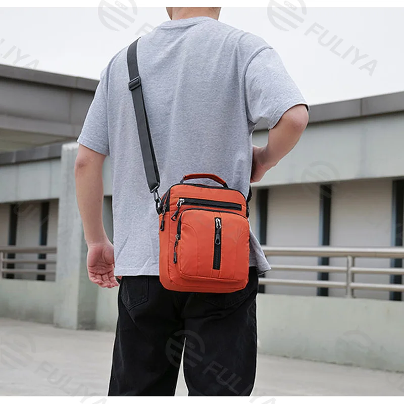 Guangzhou Fuliya Industry Co.,Ltd C-81163 Multi-pocket shoulder/crossbody bag, wear-resistant Oxford fabric, lightweight, hidden back zipper pocket, D-ring, detachable hook, and adjustable strap - for commuting, travel, and daily use.