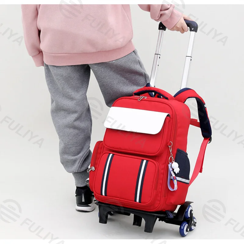 Guangzhou Fuliya Industry Co.,Ltd C-81164 Primary school wheeled backpack, 3D spine protection, large capacity, aluminum handle and 6-wheel stair-climbing system - detachable for backpack, shoulder, or tote use, for grades 1-6.