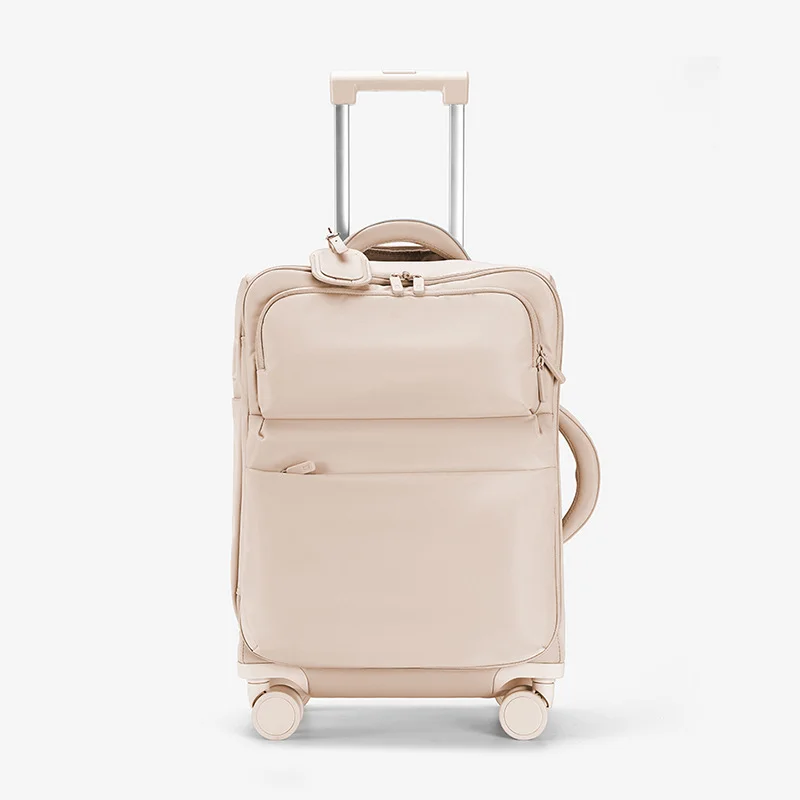 Guangzhou Fuliya Industry Co.,Ltd C-81169 Ultra-light trolley luggage, waterproof nylon, one-touch aluminum handle, USB port, combination lock, silent spinner wheels, wet/dry compartment, and 1:9 open ratio - for boarding and short trips.