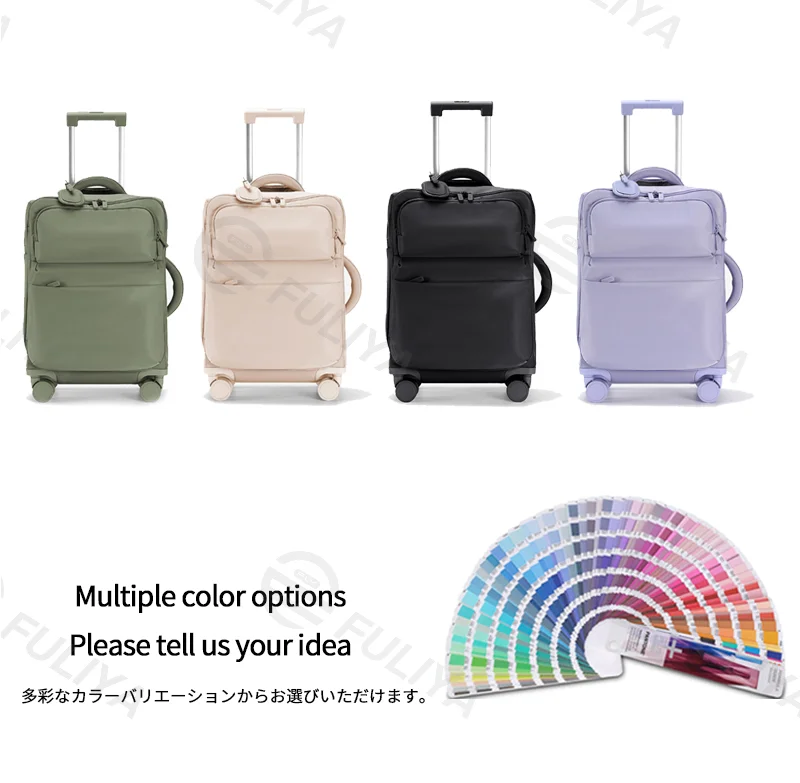 Guangzhou Fuliya Industry Co.,Ltd C-81169 Ultra-light trolley luggage, waterproof nylon, one-touch aluminum handle, USB port, combination lock, silent spinner wheels, wet/dry compartment, and 1:9 open ratio - for boarding and short trips.