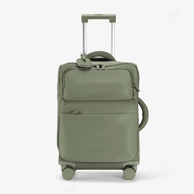 Guangzhou Fuliya Industry Co.,Ltd C-81169 Ultra-light trolley luggage, waterproof nylon, one-touch aluminum handle, USB port, combination lock, silent spinner wheels, wet/dry compartment, and 1:9 open ratio - for boarding and short trips.