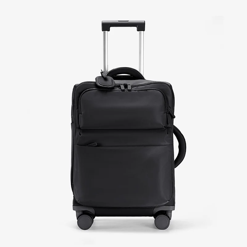 Guangzhou Fuliya Industry Co.,Ltd C-81169 Ultra-light trolley luggage, waterproof nylon, one-touch aluminum handle, USB port, combination lock, silent spinner wheels, wet/dry compartment, and 1:9 open ratio - for boarding and short trips.