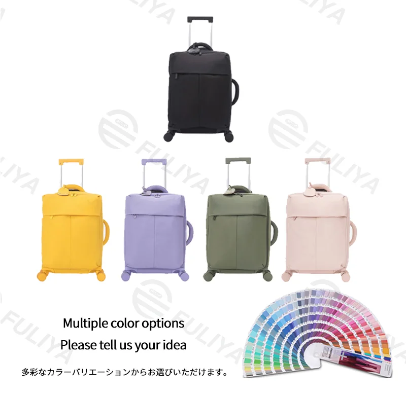 Guangzhou Fuliya Industry Co.,Ltd C-81170 Ultra-light trolley luggage, waterproof nylon, one-touch aluminum handle, USB port, combination lock, silent spinner wheels, and 1:9 open ratio - for boarding and short trips.