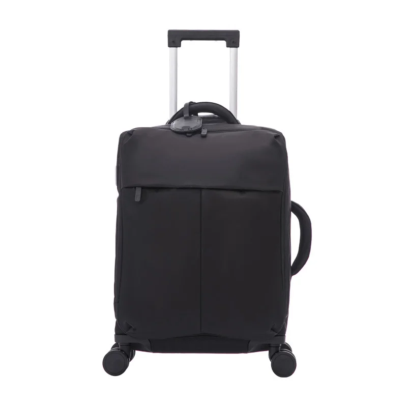 Guangzhou Fuliya Industry Co.,Ltd C-81170 Ultra-light trolley luggage, waterproof nylon, one-touch aluminum handle, USB port, combination lock, silent spinner wheels, and 1:9 open ratio - for boarding and short trips.