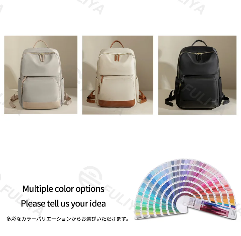 Guangzhou Fuliya Industry Co.,Ltd C-81172 Large-capacity backpack, water-resistant, multi-layer storage, front zipper pocket, side pocket, hidden zipper pocket, laptop compartment, and luggage strap - for school, commuting, and travel.
