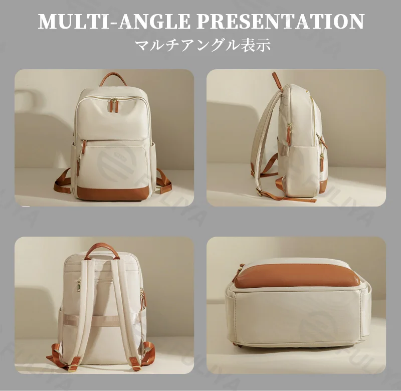Guangzhou Fuliya Industry Co.,Ltd C-81172 Large-capacity backpack, water-resistant, multi-layer storage, front zipper pocket, side pocket, hidden zipper pocket, laptop compartment, and luggage strap - for school, commuting, and travel.