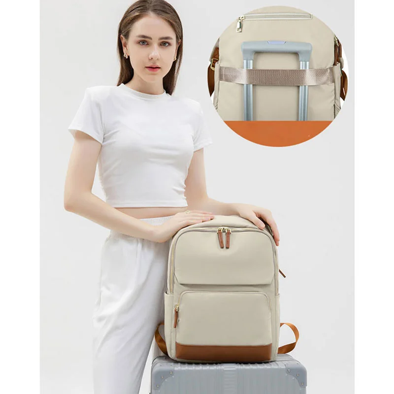 Guangzhou Fuliya Industry Co.,Ltd C-81172  Large-capacity backpack, water-resistant, multi-layer storage, front zipper pocket, side pocket, hidden zipper pocket, laptop compartment, and luggage strap - for school, commuting, and travel.