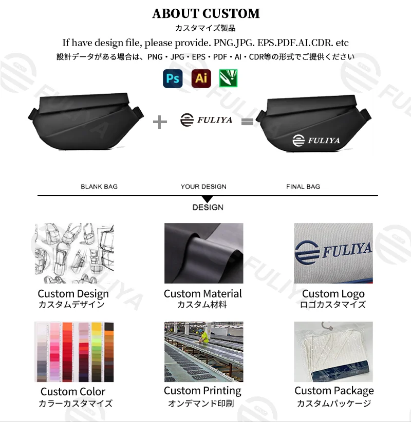 Guangzhou Fuliya Industry Co.,Ltd C-81177  Men's crossbody chest bag, water-resistant, large capacity, magnetic snap, retractable keychain, front/back zipper pockets, tripod strap, bottle holder, and luggage strap - for commuting, travel, and outdoor.