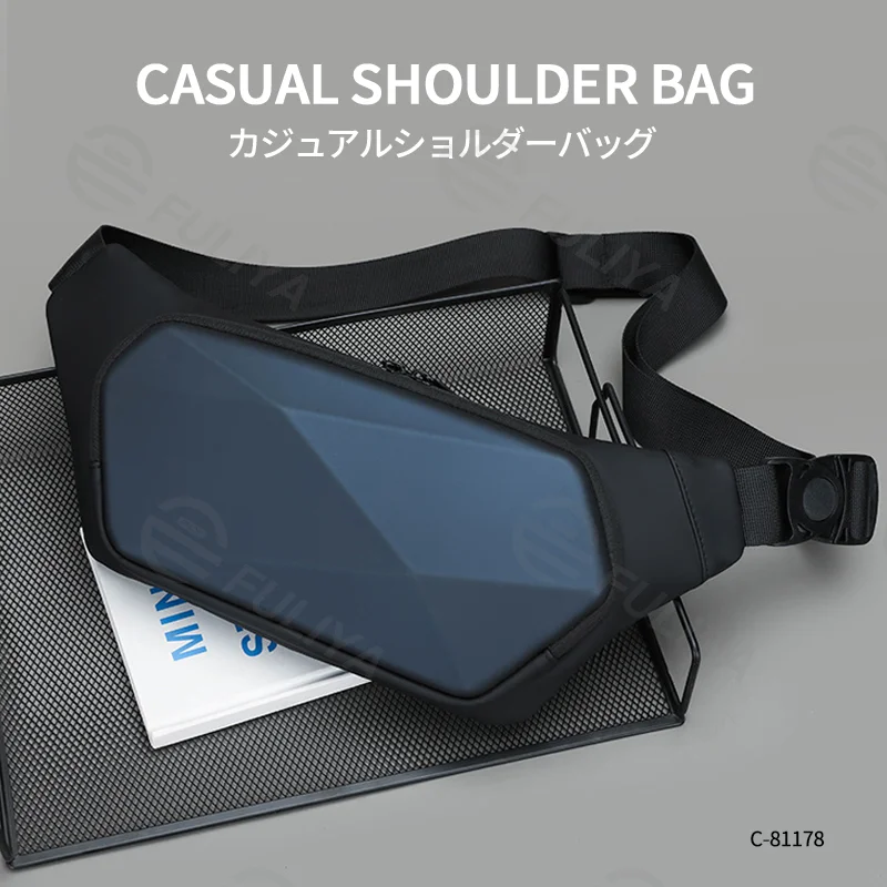 広州富麗雅実業有限会社  C-81178 メンズハードシェルチェスト・ウエストバッグ、撥水・耐磨耗、大容量多仕切り、スムーズジッパー、調節バックル、通気背パネル - ショルダー・ウエスト、通勤・スポーツ・デイリーに。