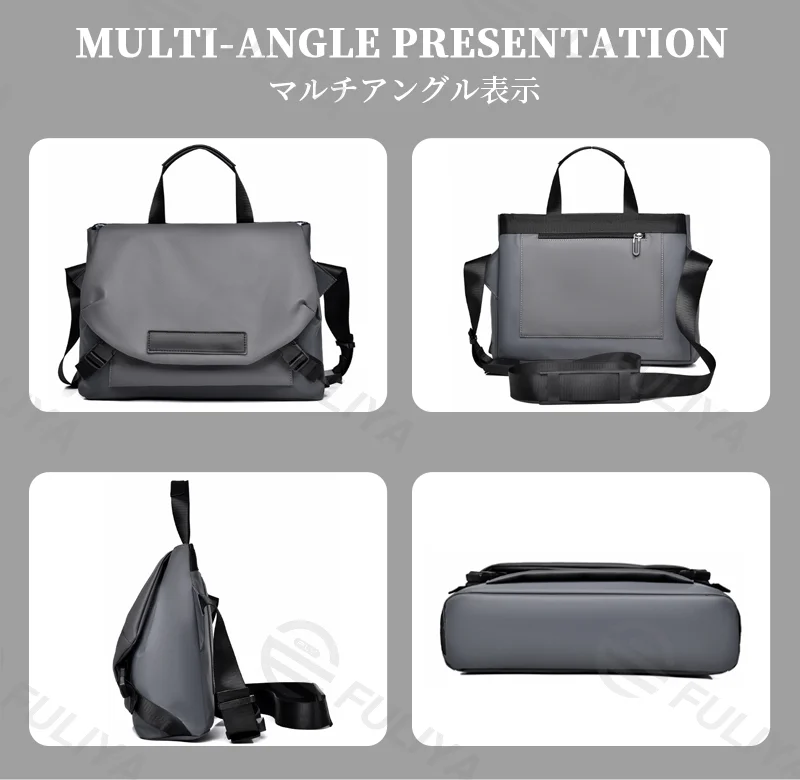 Guangzhou Fuliya Industry Co.,Ltd C-81179 Men's casual shoulder/crossbody bag, water-resistant, large capacity, front magnetic pocket, back zipper pocket, and non-slip shoulder pad - for commuting, business trips, and travel.