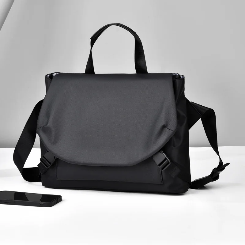 Guangzhou Fuliya Industry Co.,Ltd C-81179 Men's casual shoulder/crossbody bag, water-resistant, large capacity, front magnetic pocket, back zipper pocket, and non-slip shoulder pad - for commuting, business trips, and travel.