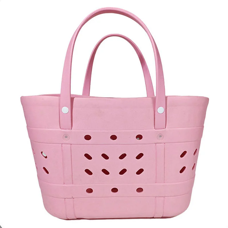 Guangzhou Fuliya Industry Co.,Ltd C-81187 EVA beach tote bag, waterproof and easy to clean, extra-large capacity and ultra-lightweight, with 3D hole decoration and DIY customization - for beach, surfing, swimming, and daily use.