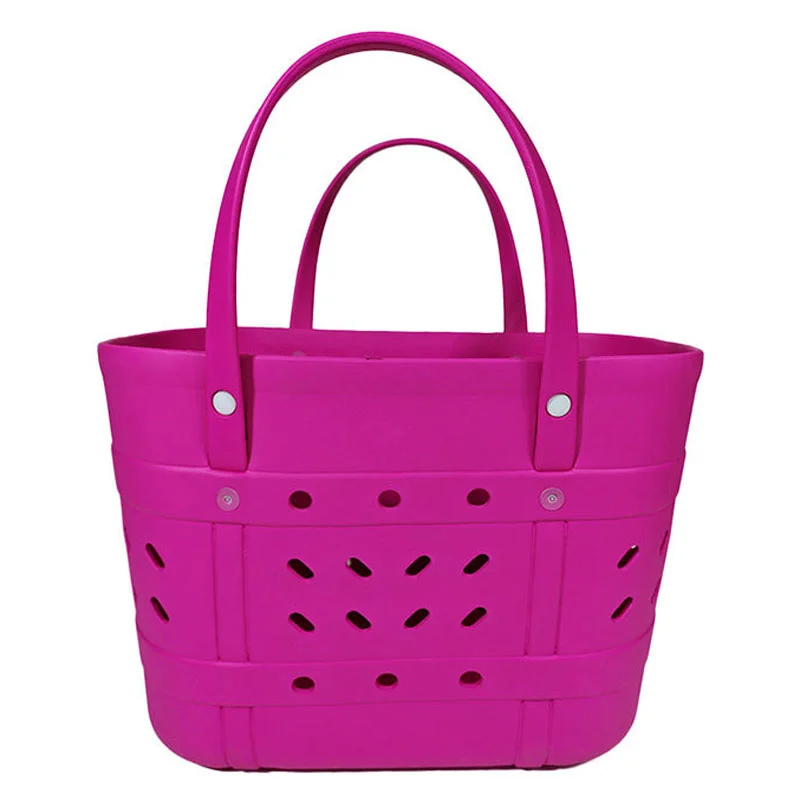 Guangzhou Fuliya Industry Co.,Ltd C-81187 EVA beach tote bag, waterproof and easy to clean, extra-large capacity and ultra-lightweight, with 3D hole decoration and DIY customization - for beach, surfing, swimming, and daily use.