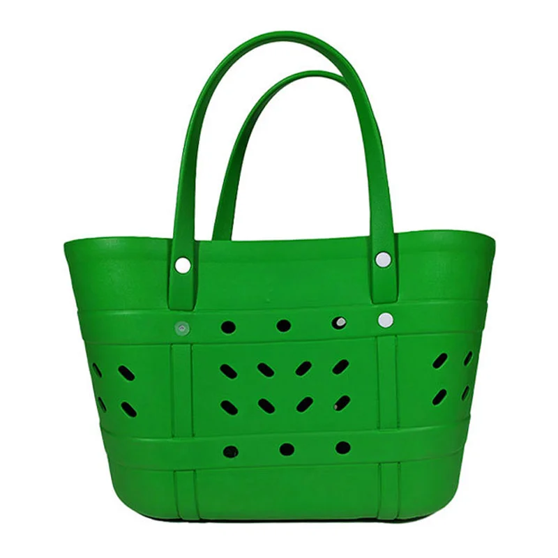 Guangzhou Fuliya Industry Co.,Ltd C-81187 EVA beach tote bag, waterproof and easy to clean, extra-large capacity and ultra-lightweight, with 3D hole decoration and DIY customization - for beach, surfing, swimming, and daily use.