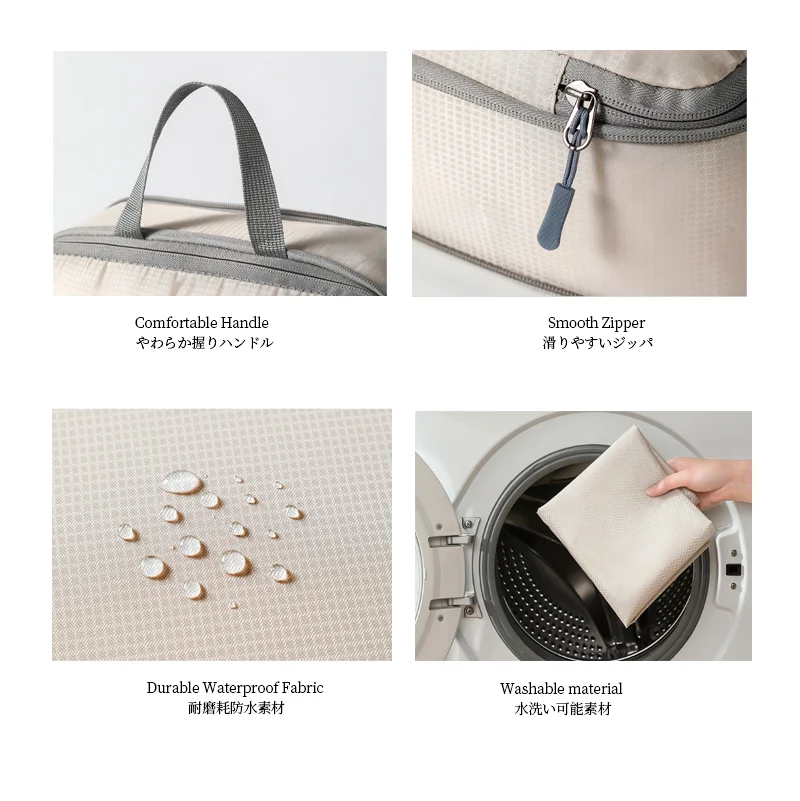 Guangzhou Fuliya Industry Co.,Ltd C-81189  6-piece travel organizer set, water-resistant, washable, multi-size storage, compression zipper, drawstring bag, shoe bag, and cosmetic pouch - for travel, business trips, and storage organization.
