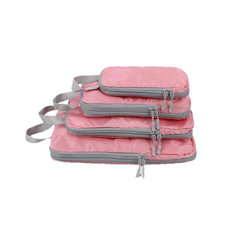 Guangzhou Fuliya Industry Co.,Ltd C-81191 4-piece travel organizer set, water-resistant, double-layer compression zipper - sorts clothes and underwear, saves space for travel, business trips, and hospital packing.