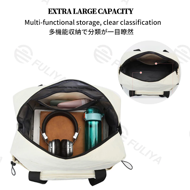 Guangzhou Fuliya Industry Co.,Ltd C-81193 Foldable gym travel bag, wet/dry separation, large capacity, adjustable strap, and luggage strap - hand, shoulder, or crossbody carry for fitness, travel, and daily use.