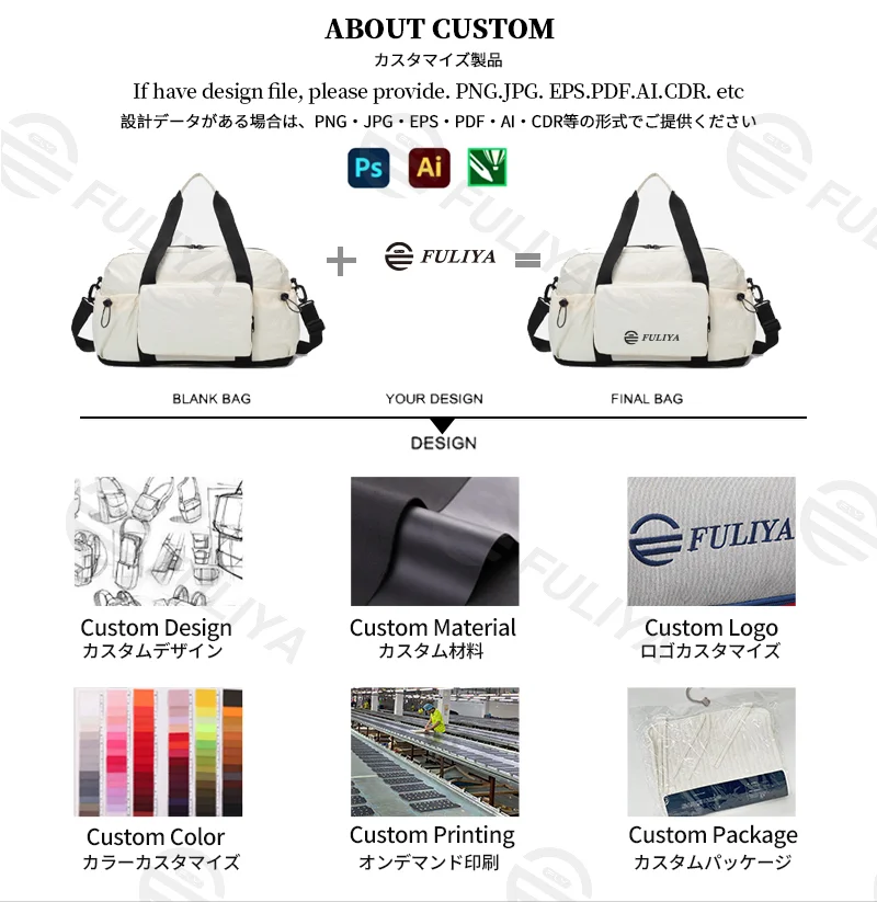 Guangzhou Fuliya Industry Co.,Ltd C-81193 Foldable gym travel bag, wet/dry separation, large capacity, adjustable strap, and luggage strap - hand, shoulder, or crossbody carry for fitness, travel, and daily use.