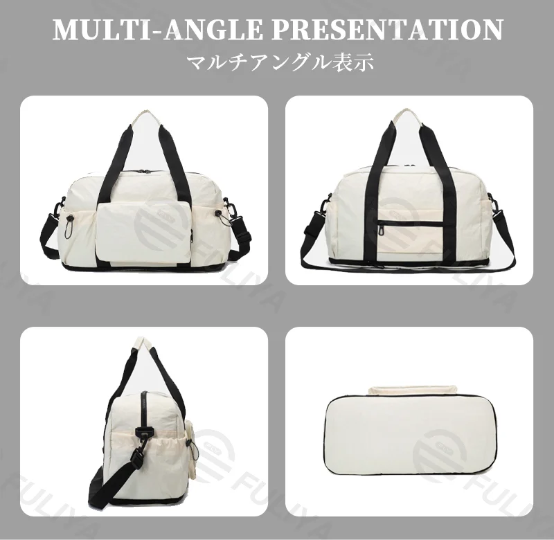 Guangzhou Fuliya Industry Co.,Ltd C-81193 Foldable gym travel bag, wet/dry separation, large capacity, adjustable strap, and luggage strap - hand, shoulder, or crossbody carry for fitness, travel, and daily use.