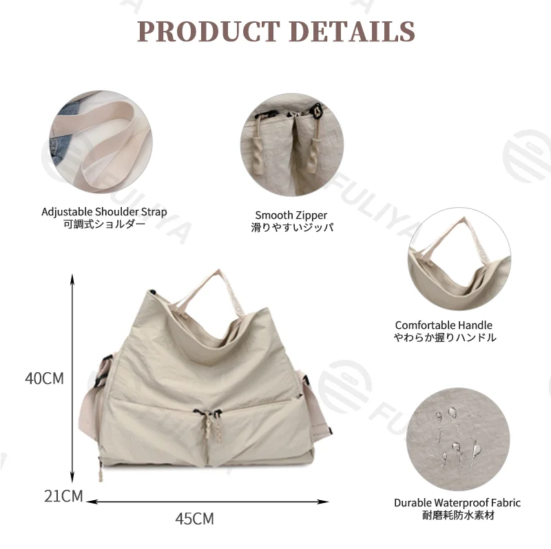 Guangzhou Fuliya Industry Co.,Ltd C-81199 Waterproof travel gym bag, large capacity, shoe compartment, wet/dry pocket, adjustable strap, and comfortable handle - hand, shoulder, or crossbody carry for travel, fitness, and sports.