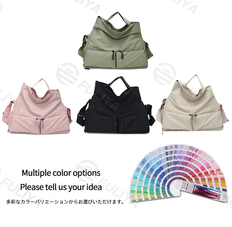 Guangzhou Fuliya Industry Co.,Ltd C-81199 Waterproof travel gym bag, large capacity, shoe compartment, wet/dry pocket, adjustable strap, and comfortable handle - hand, shoulder, or crossbody carry for travel, fitness, and sports.