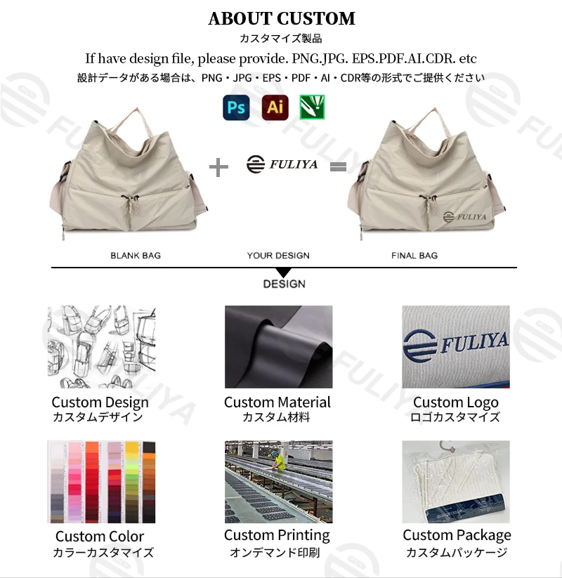 Guangzhou Fuliya Industry Co.,Ltd C-81199 Waterproof travel gym bag, large capacity, shoe compartment, wet/dry pocket, adjustable strap, and comfortable handle - hand, shoulder, or crossbody carry for travel, fitness, and sports.