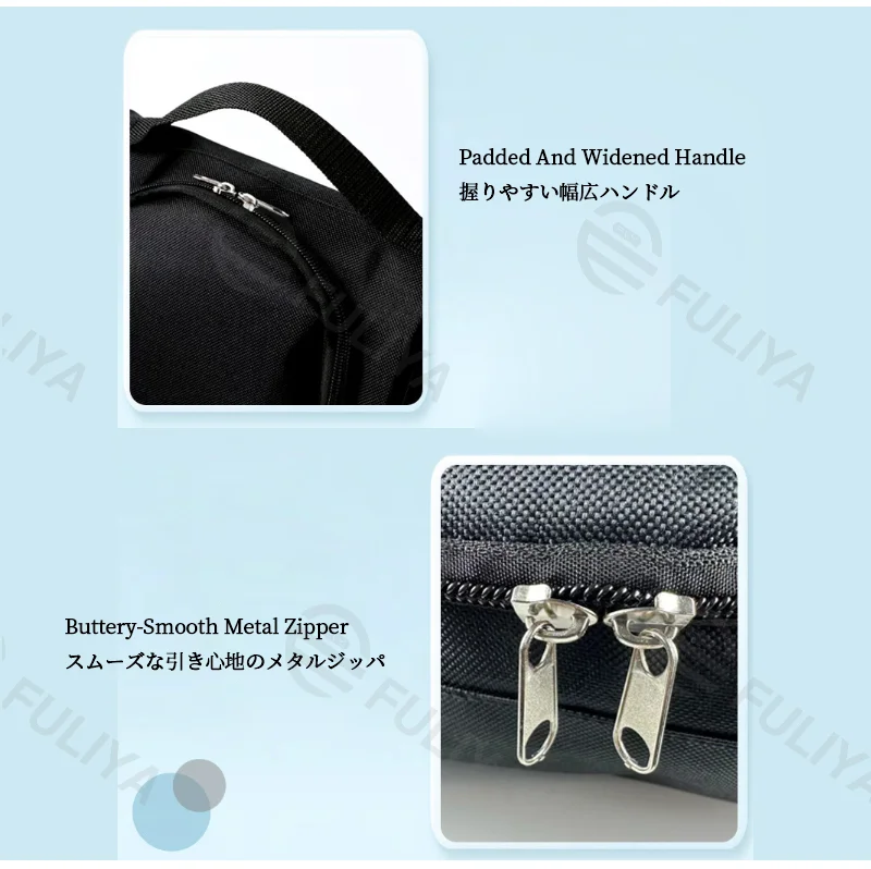 Guangzhou Fuliya Industry Co.,Ltd C-81202 Thickened Oxford shoe bag, partial mesh ventilation, double-zipper wide opening, waterproof inner layer, foldable and space-saving - for gym, business trips, and travel.
