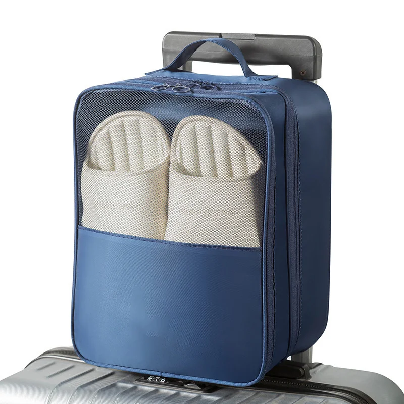 Guangzhou Fuliya Industry Co.,Ltd C-81204  2-layer large-capacity shoe bag, water-repellent twill fabric, partial mesh ventilation, back pocket for small essentials, luggage sleeve - for travel and storage.
