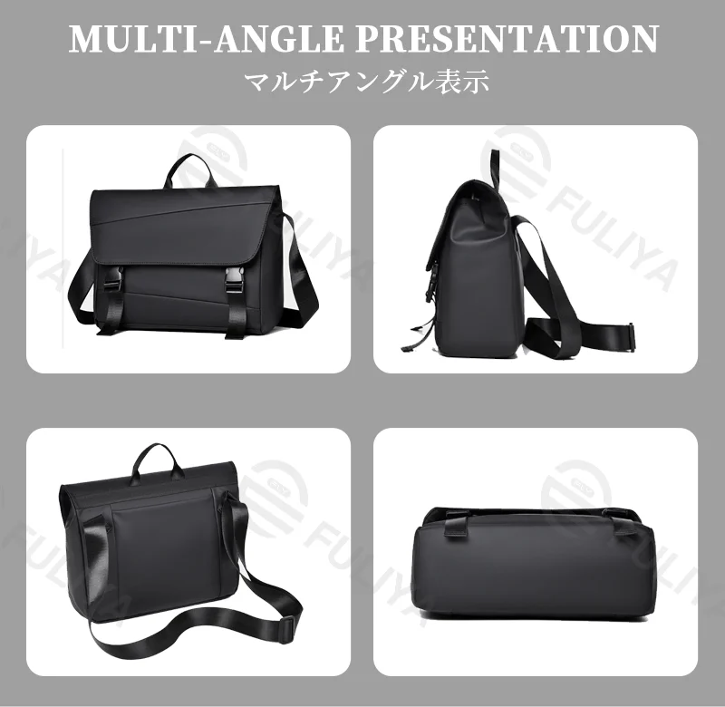 Guangzhou Fuliya Industry Co.,Ltd C-81205  Minimalist commuter shoulder bag, water-resistant and scratch-resistant, multi-layer large capacity, reinforced shoulder strap and comfortable handle, front and back zipper pockets - for daily use and travel.