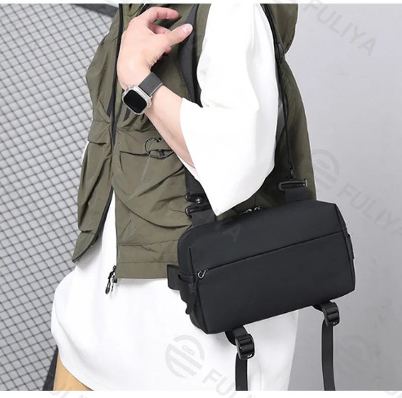 Guangzhou Fuliya Industry Co.,Ltd C-81206 Outdoor casual crossbody bag, multi-functional bottom strap for water bottles or tripods, large capacity with multi-layer storage, water-resistant fabric - for cycling, sports, and photography.
