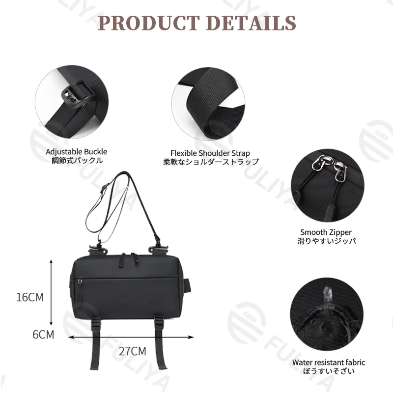 Guangzhou Fuliya Industry Co.,Ltd C-81206 Outdoor casual crossbody bag, multi-functional bottom strap for water bottles or tripods, large capacity with multi-layer storage, water-resistant fabric - for cycling, sports, and photography.