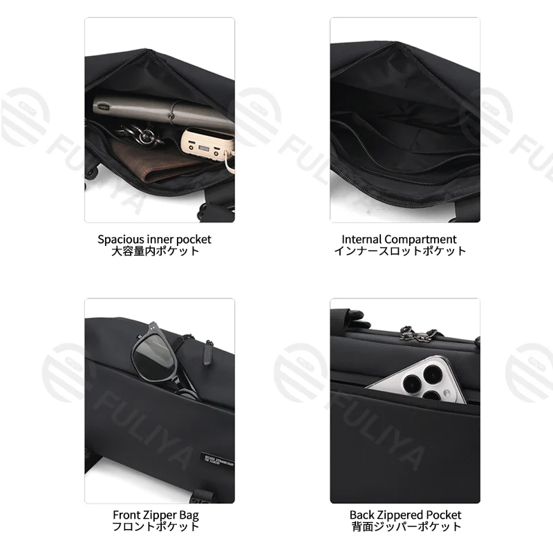 Guangzhou Fuliya Industry Co.,Ltd C-81206 Outdoor casual crossbody bag, multi-functional bottom strap for water bottles or tripods, large capacity with multi-layer storage, water-resistant fabric - for cycling, sports, and photography.