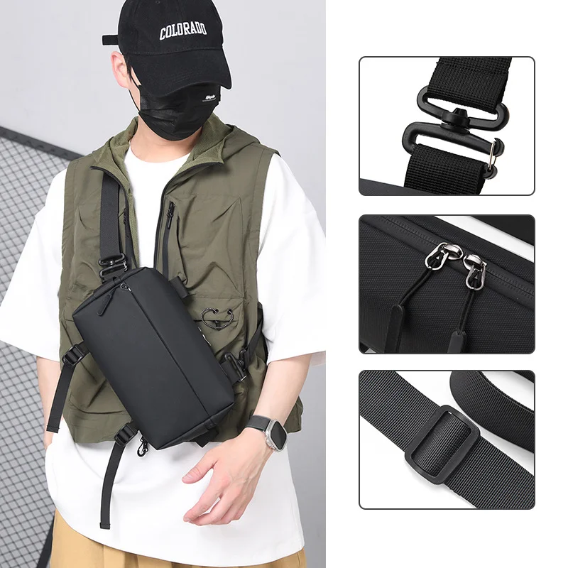Guangzhou Fuliya Industry Co.,Ltd C-81206 Outdoor casual crossbody bag, multi-functional bottom strap for water bottles or tripods, large capacity with multi-layer storage, water-resistant fabric - for cycling, sports, and photography.