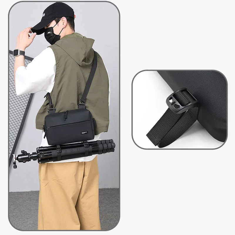 Guangzhou Fuliya Industry Co.,Ltd C-81206 Outdoor casual crossbody bag, multi-functional bottom strap for water bottles or tripods, large capacity with multi-layer storage, water-resistant fabric - for cycling, sports, and photography.