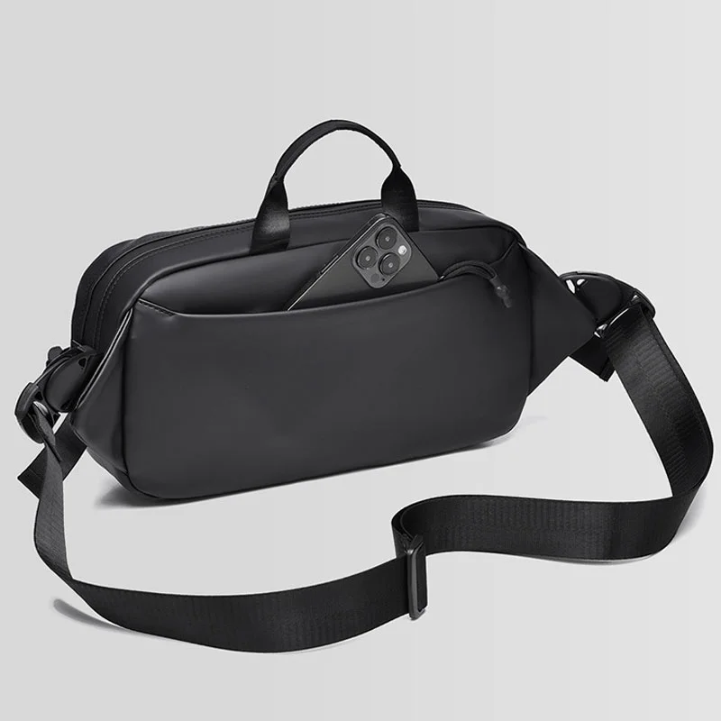 Guangzhou Fuliya Industry Co.,Ltd C-81207 Lightweight waterproof men's crossbody bag, multi-compartment storage, swivel quick-release buckle, adjustable strap and comfortable handle - wear as chest or crossbody for commuting, cycling, and sports.