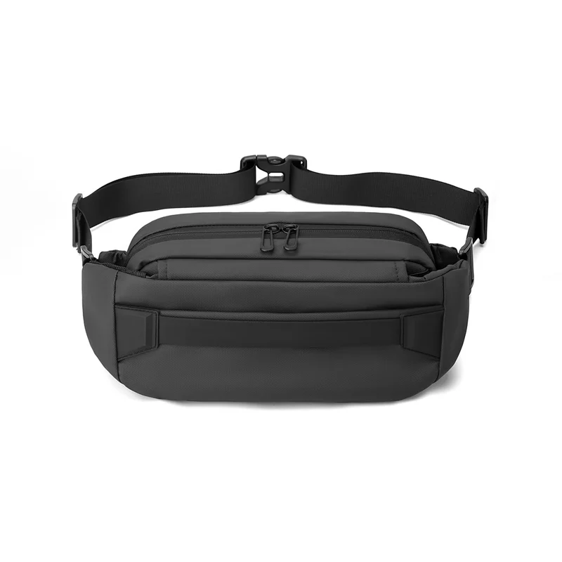 Guangzhou Fuliya Industry Co.,Ltd C-81209 Solid-color minimalist men's chest bag, large capacity, water-resistant and breathable, quick-release buckle and bottle pocket - for commuting, cycling, and casual use.