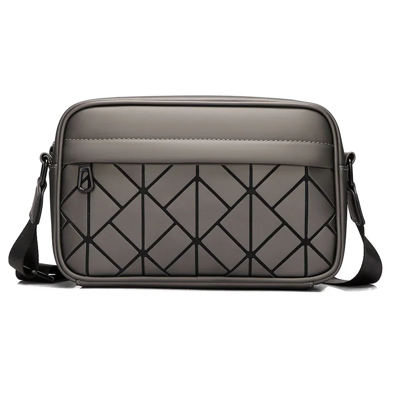Guangzhou Fuliya Industry Co.,Ltd C-81210 Minimalist men's crossbody bag, diamond reflective front panel, magnetic flap closure, scratch-resistant fabric, multi-compartment storage, reinforced shoulder strap - for commuting and outings.