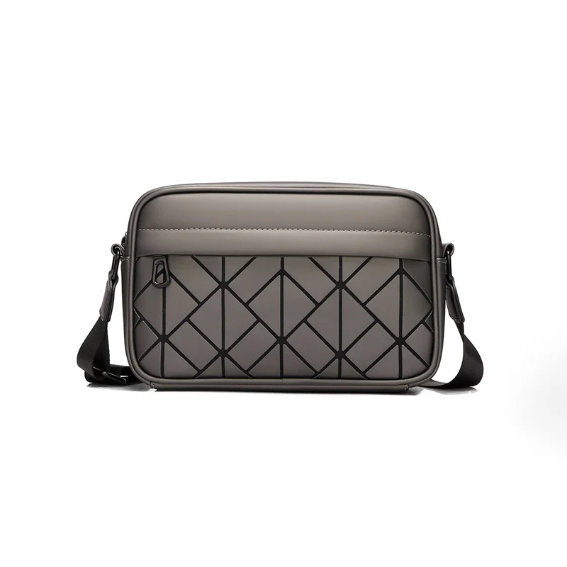 Guangzhou Fuliya Industry Co.,Ltd C-81210 Minimalist men's crossbody bag, diamond reflective front panel, magnetic flap closure, scratch-resistant fabric, multi-compartment storage, reinforced shoulder strap - for commuting and outings.